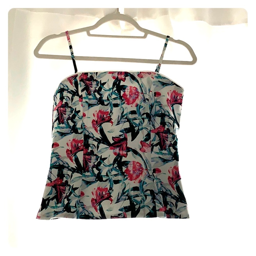 Floral White House Black Market Top